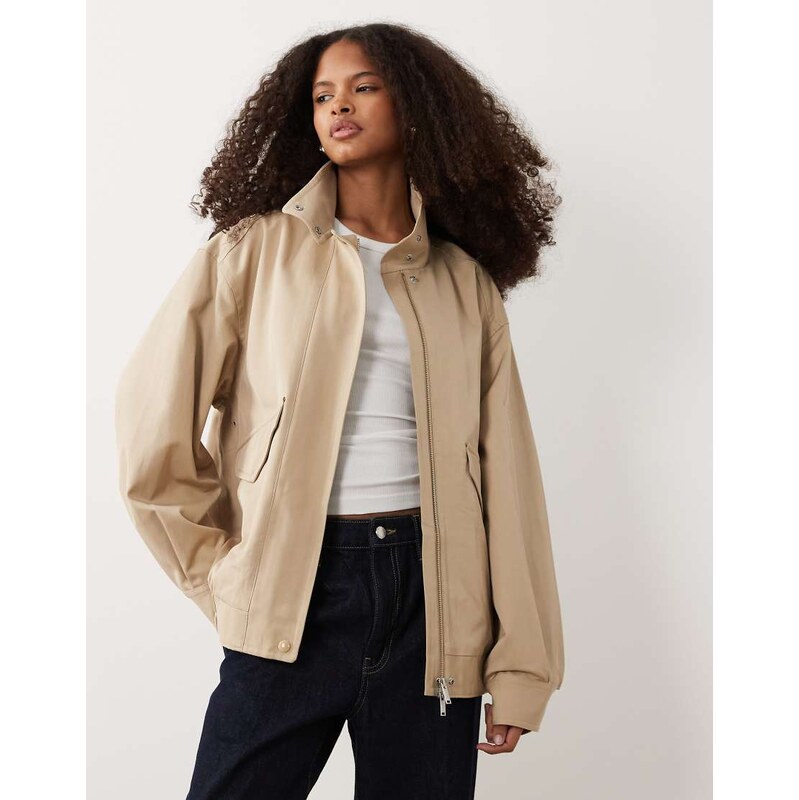 ARKET funnel neck harrington bomber in beige-Neutral 114811838