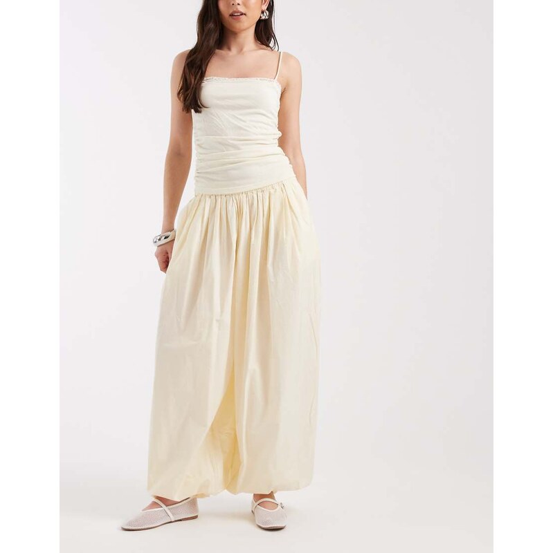 AWARE woven balloon trousers with cuffed ankle in butter yellow 115522757
