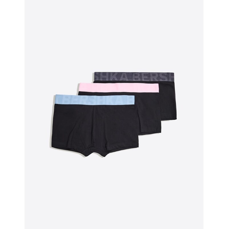 Bershka 3-pack of boxers with wide waistband in light pink 114811867