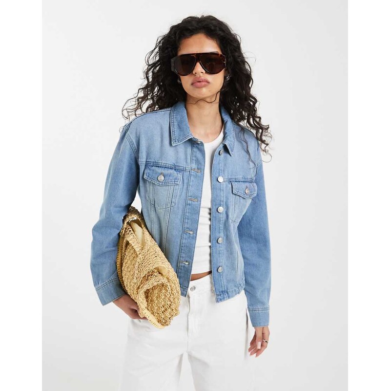 ONLY boxy denim jacket in light blue