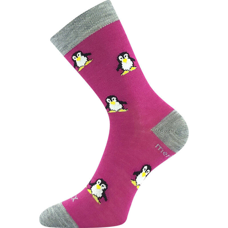 VoXX Ponožky dětské slabé z merino Penguinik s ionty stříbra fuxia Vel 114813620