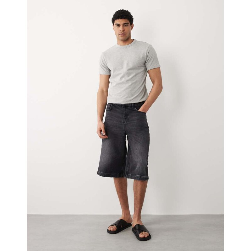 ASOS DESIGN longer length denim jorts in black