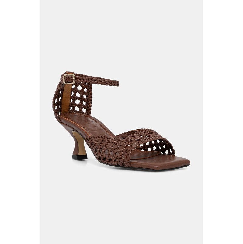 Souliers Martinez sandály na nízkém podpatku kožené VERONICA 114860629