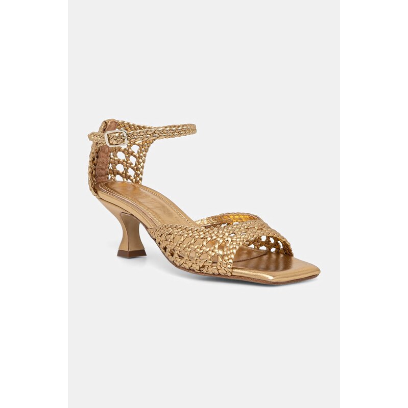 Souliers Martinez sandály na nízkém podpatku kožené VERONICA 114860701