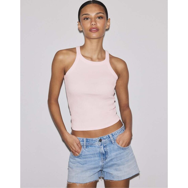 Stradivarius Racerback t-shirt in pastel pink