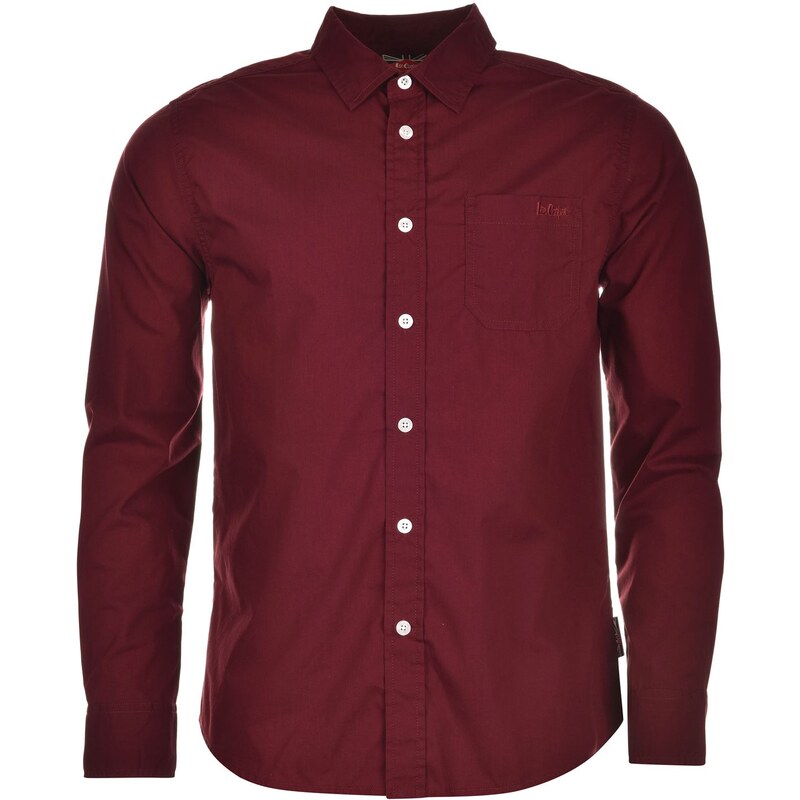Lee Cooper Long Sleeve Classic Shirt Mens, burgundy