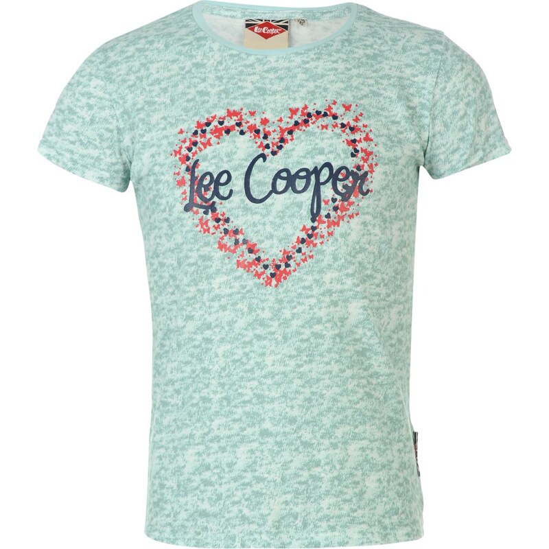 Lee Cooper Text All Over Print Girls Tee Shirt, mint