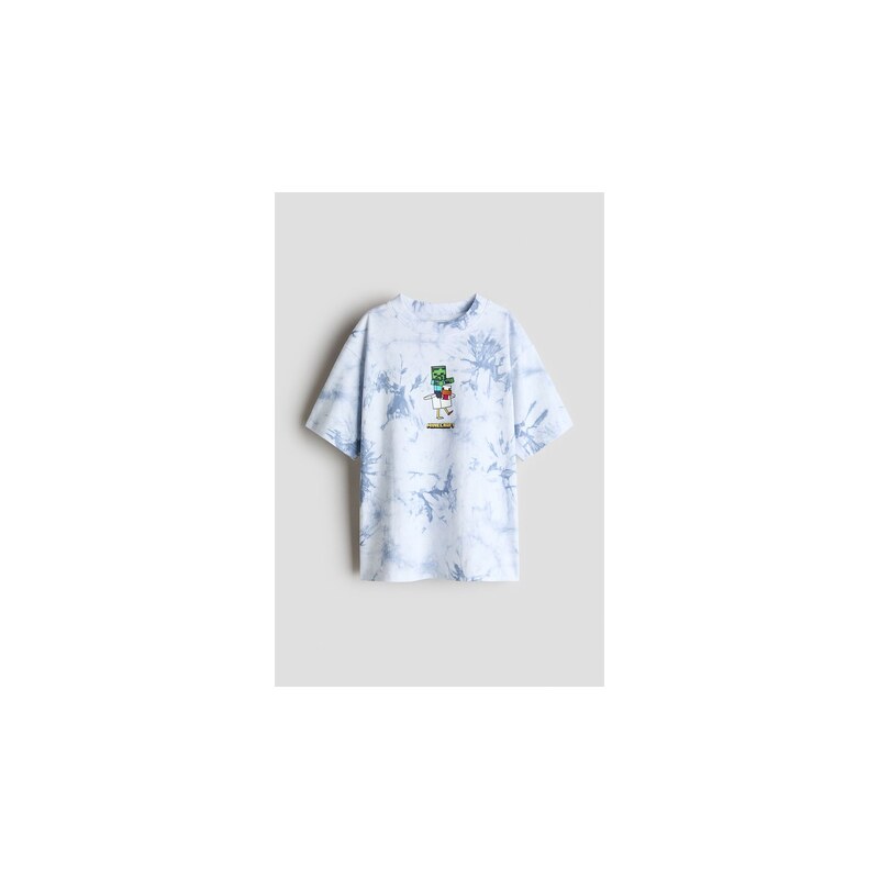 H&M - Tričkos potiskem - Bleděmodrá/Minecraft