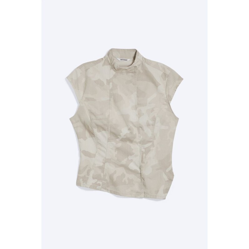 H&M - Asymetrický top z bavlny - béžová 114812457