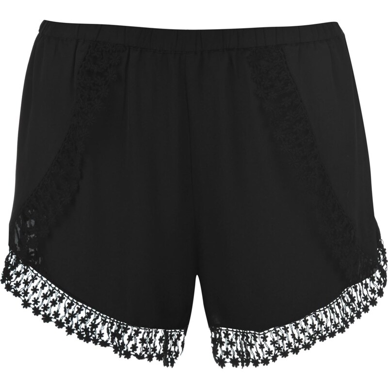 Lipsy Michelle Keegan Crochet Trim Shorts, black