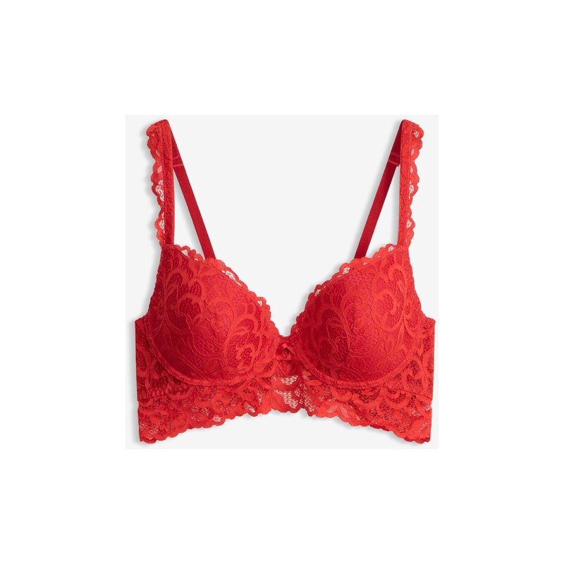 bonprix Push-up podprsenka z měkké krajky červená Žena 112846246