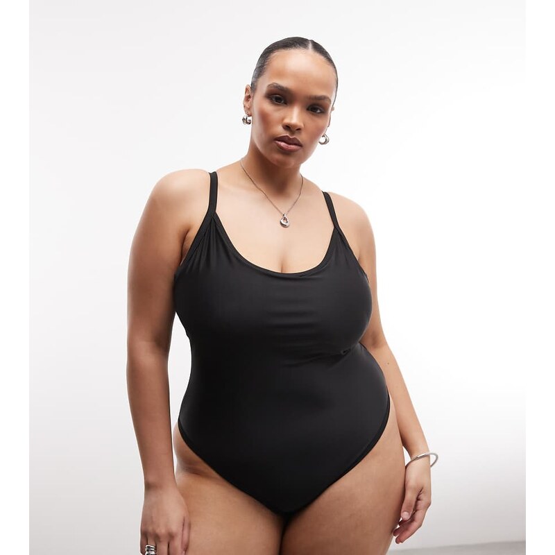 COLLUSION Plus scoop neck swimsuit in black 114821961