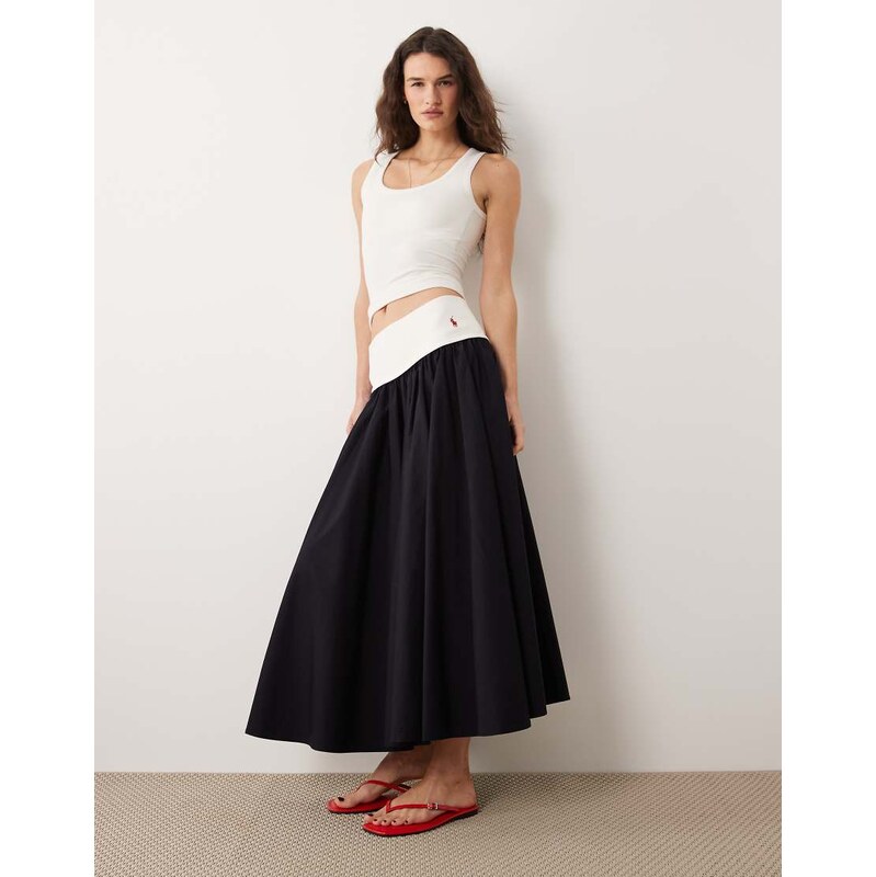 Polo Ralph Lauren woven a-line maxi skirt in navy