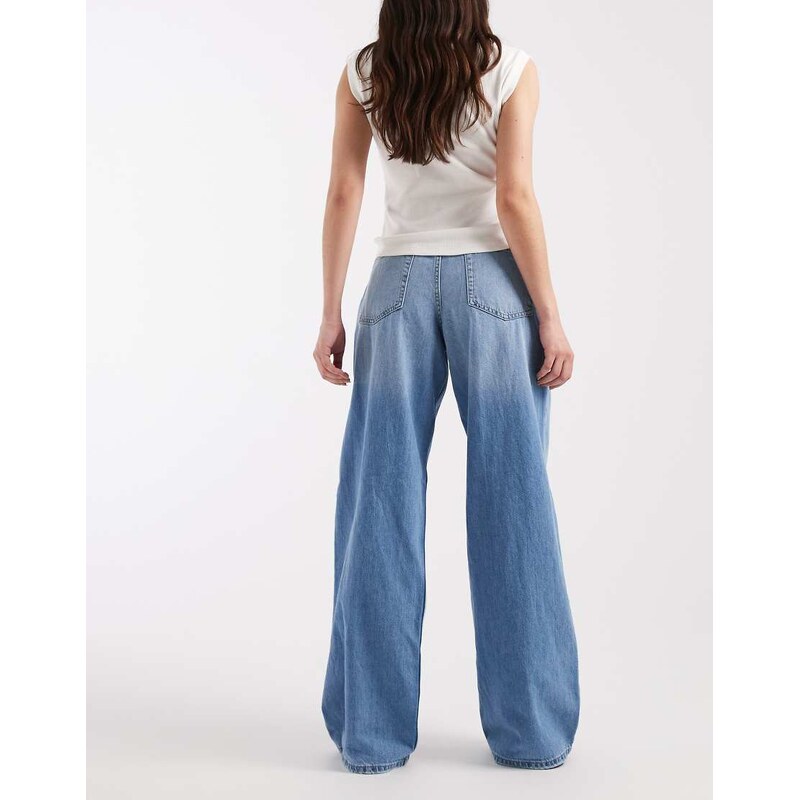 ONLY Maya mid rise wide leg jeans in light wash blue