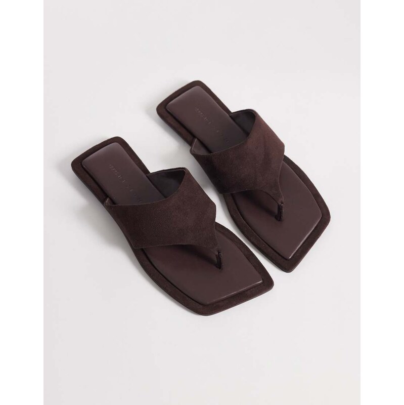 ASOS DESIGN Feline square angled toe sandal in chocolate-Brown