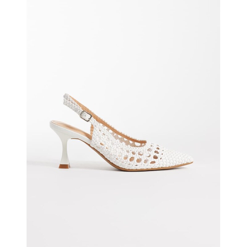 Glamorous slingback woven heeled shoes in white-Brown 115518972