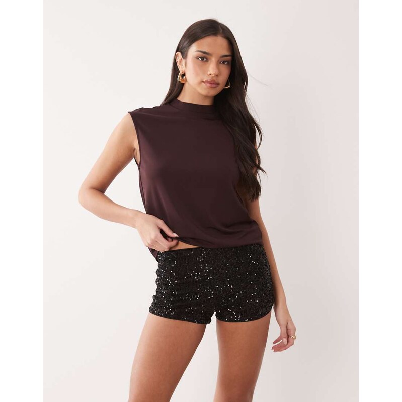 ASOS DESIGN sequin mini short in black