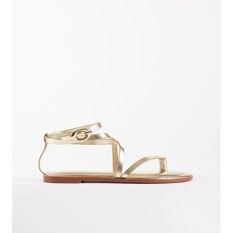 ASOS DESIGN Wide Fit Felicity strappy sandal in gold