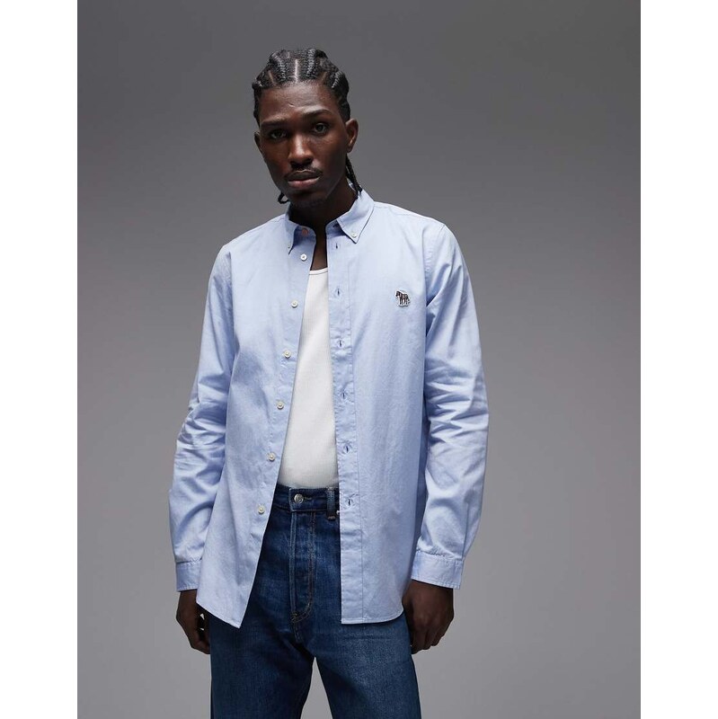 PS Paul Smith long sleeve tailored fit linen shirt in blue