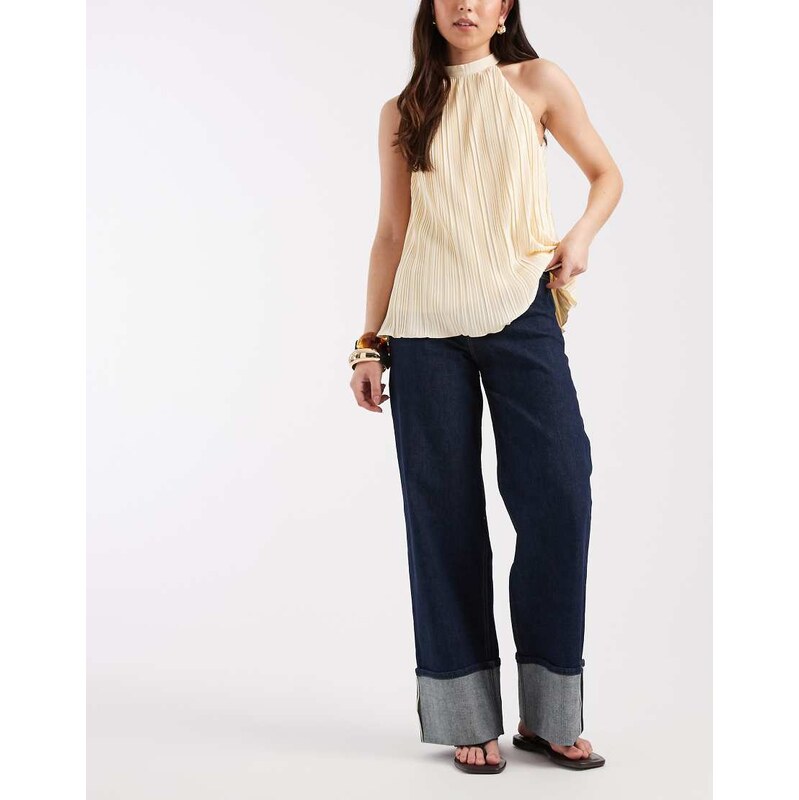 Lee Stella high rise wide leg jeans with fold up in mid blue 114814499