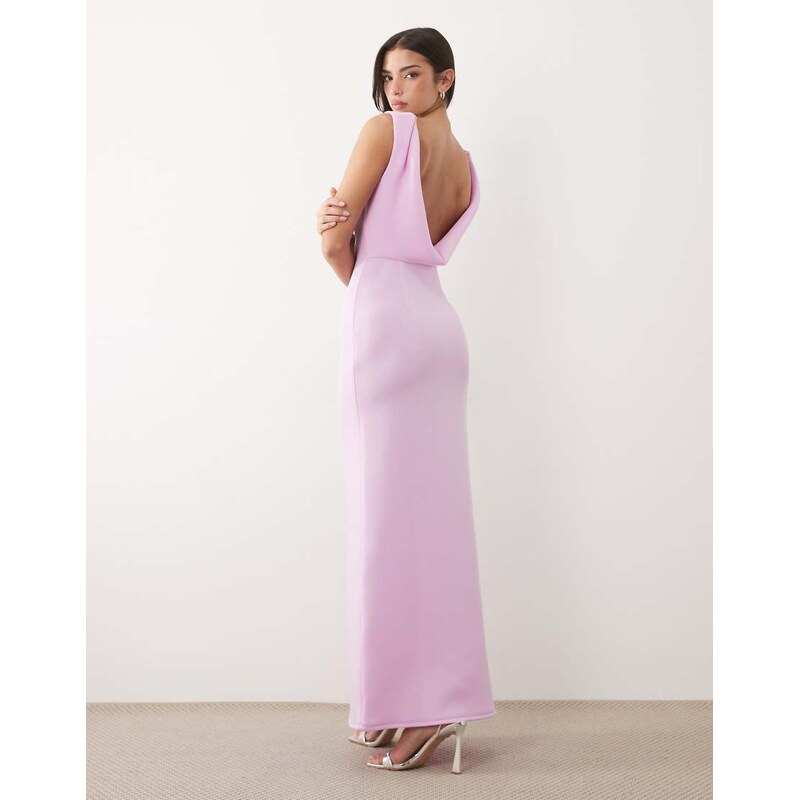 ASOS DESIGN structured scoop neck maxi dress with open back in