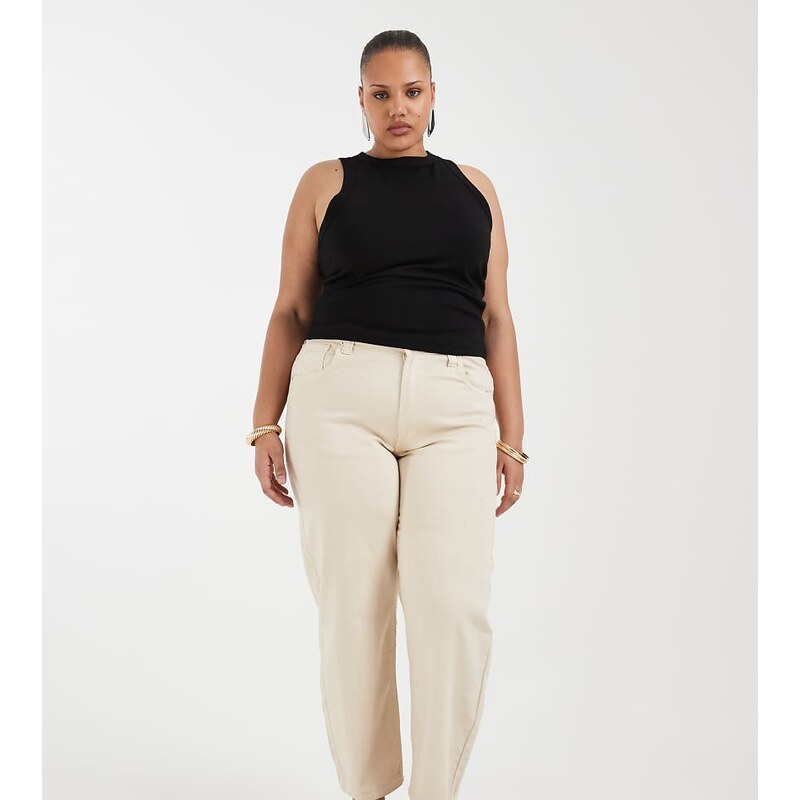 ONLY Curve barrel jeans in ecru-White 114814509