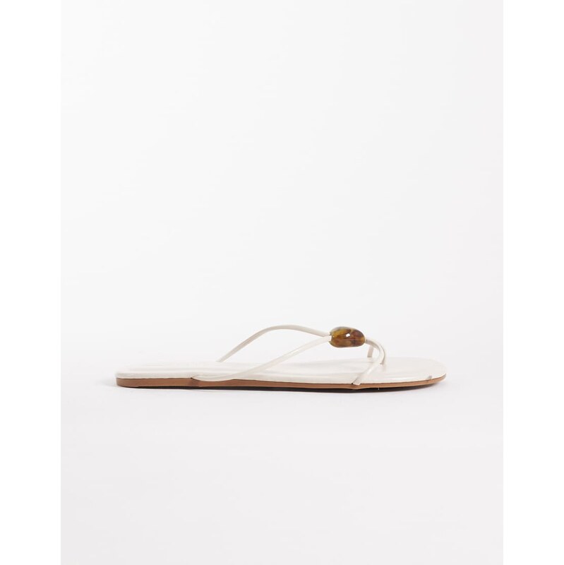 ASOS DESIGN Fleur skinny strap toe thong sandal with amber bead