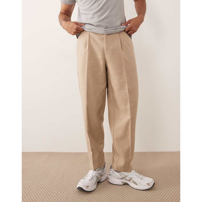 ASOS DESIGN tailored pleated oversized tapered trousers with