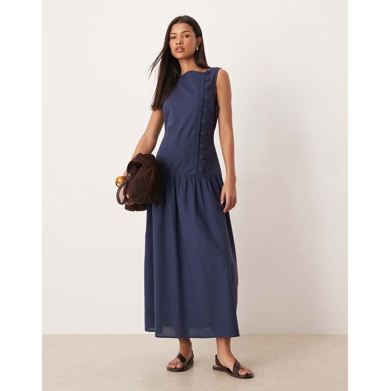 ASOS DESIGN slash neck asymmetric waistcoat maxi sundress with