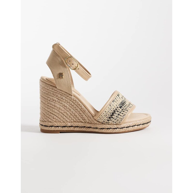 Tommy Hilfiger wedge heel espadrille sandals in beige-Neutral