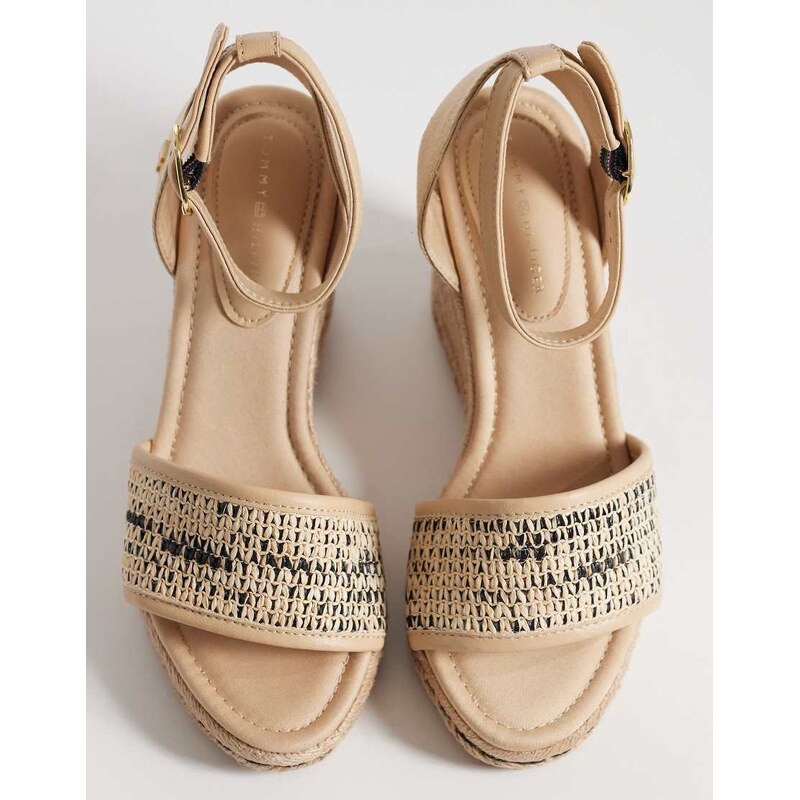 Tommy Hilfiger wedge heel espadrille sandals in beige-Neutral