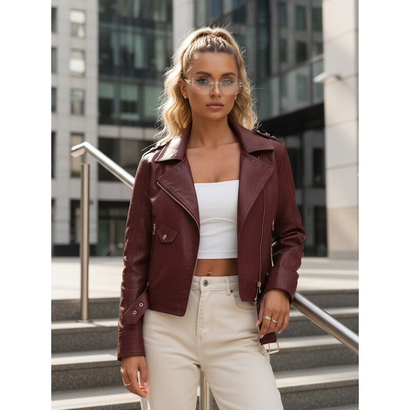 Kurtka damska ramoneska z na bordowa model 22084519 -