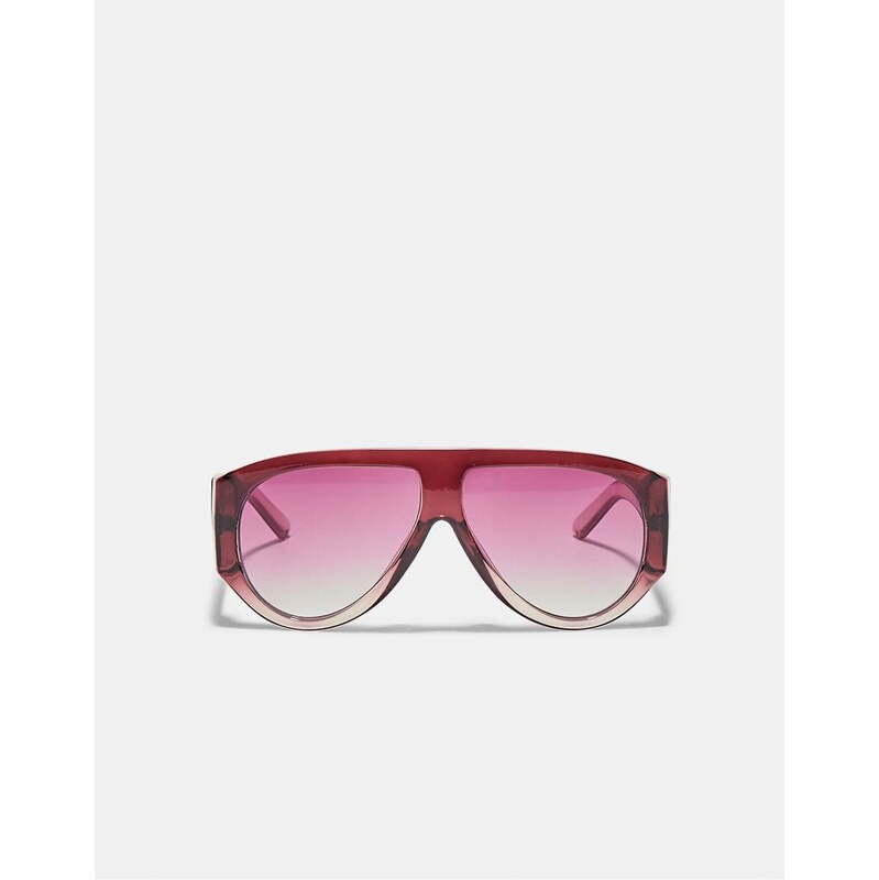 Stradivarius Oval resin sunglasses in burgundy-Red 114822113