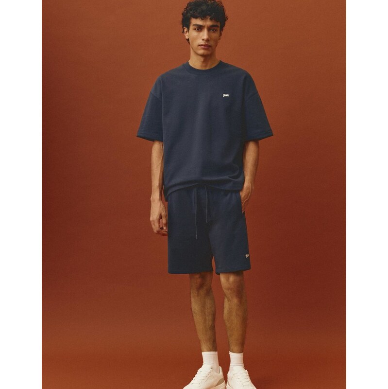 Pull&Bear Bermuda jogger with logo in navy