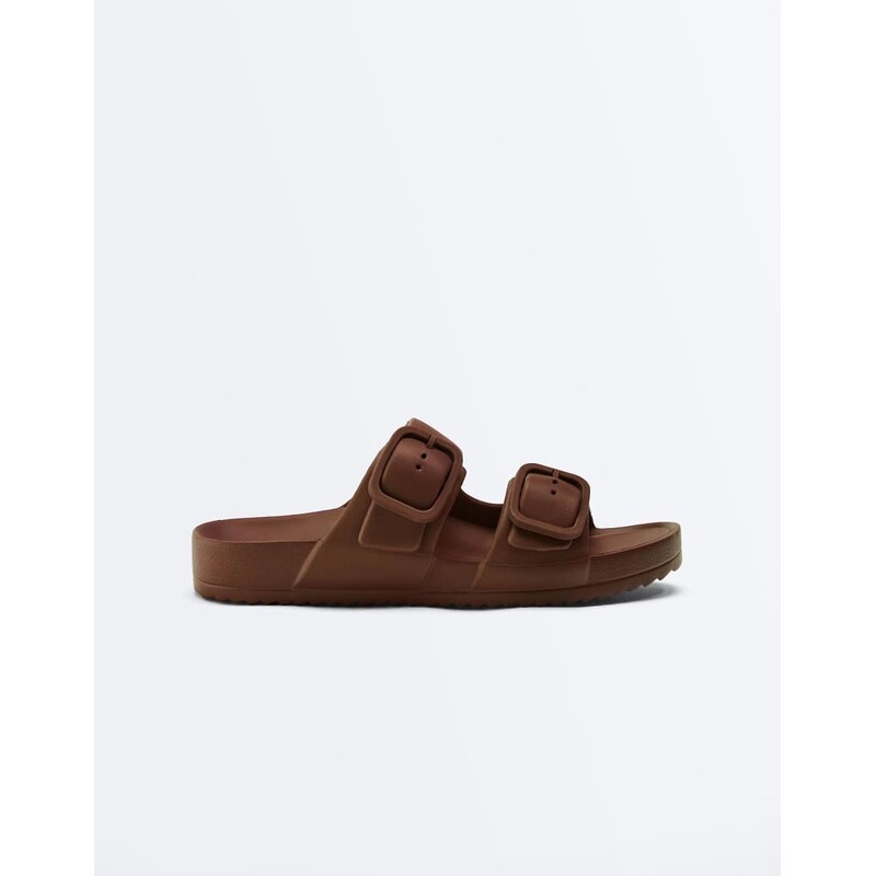 OYSHO Beachwear buckle sandal in brown 114822142