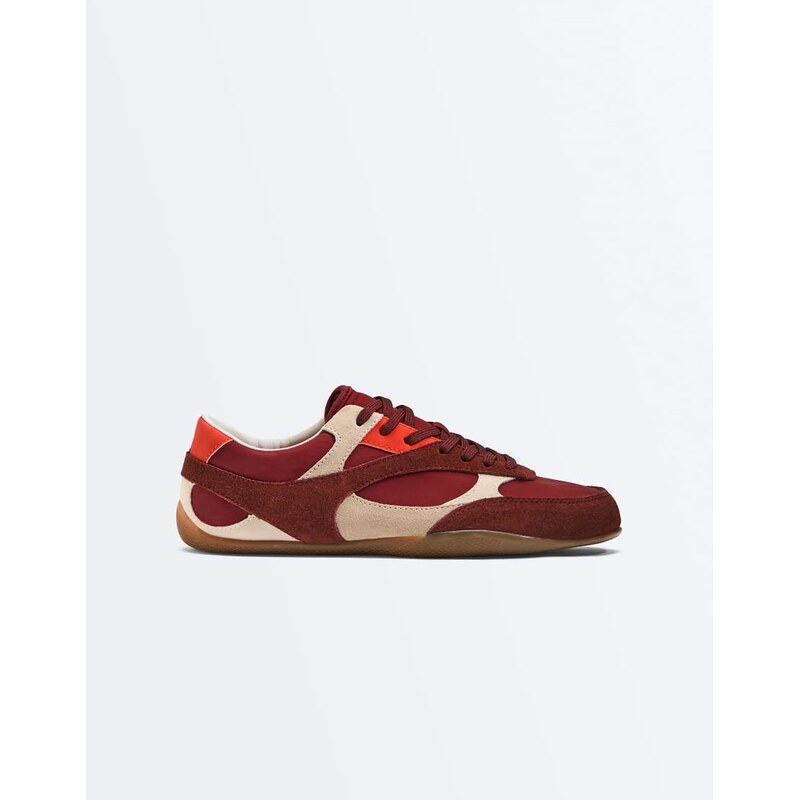 OYSHO Retro-style trainers in burgundy-Red