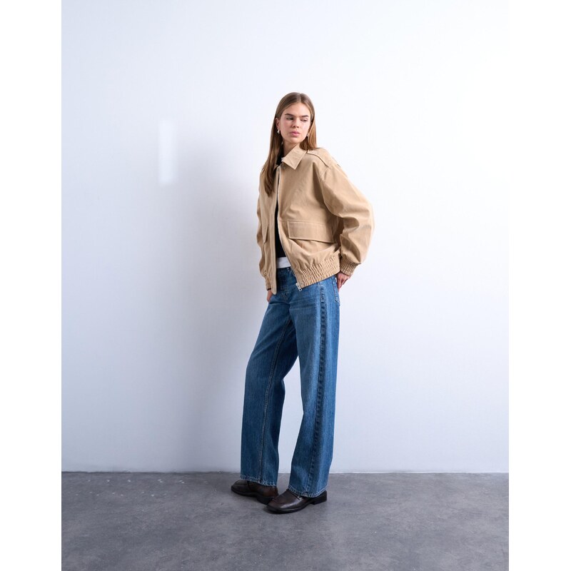 TOPSHOP Přechodná bunda EVELYN šedobéžová