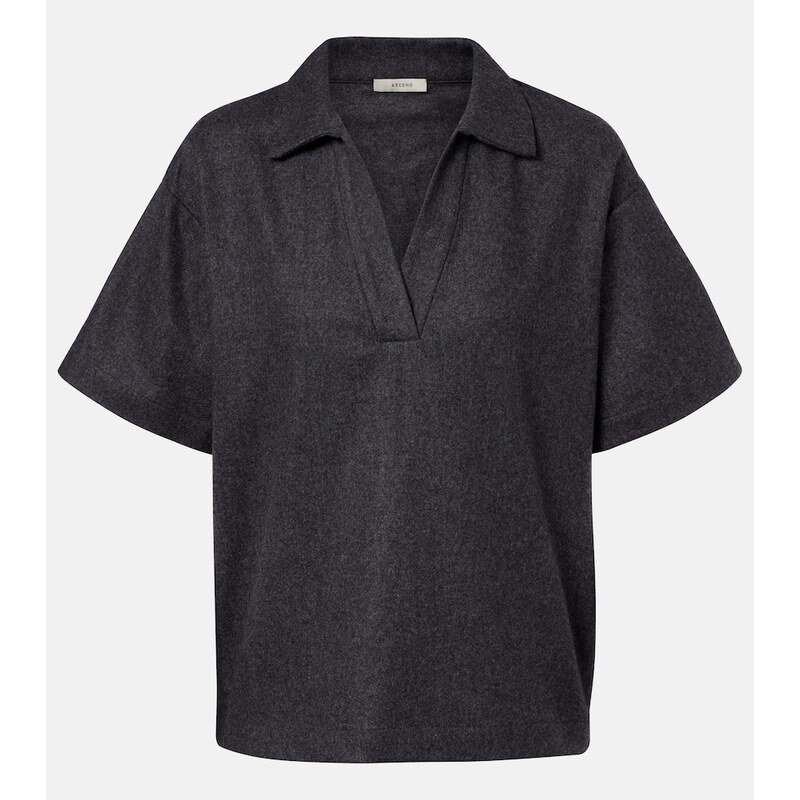 Asceno Modena wool and cashmere flannel polo shirt