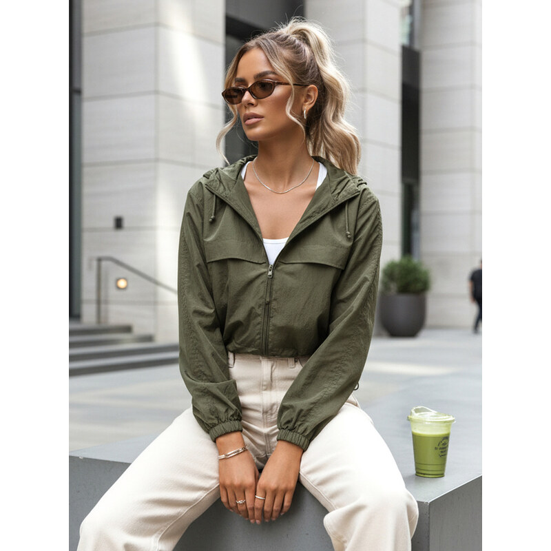 BASIC Tmavá khaki krátká bunda GRAUS 90382549