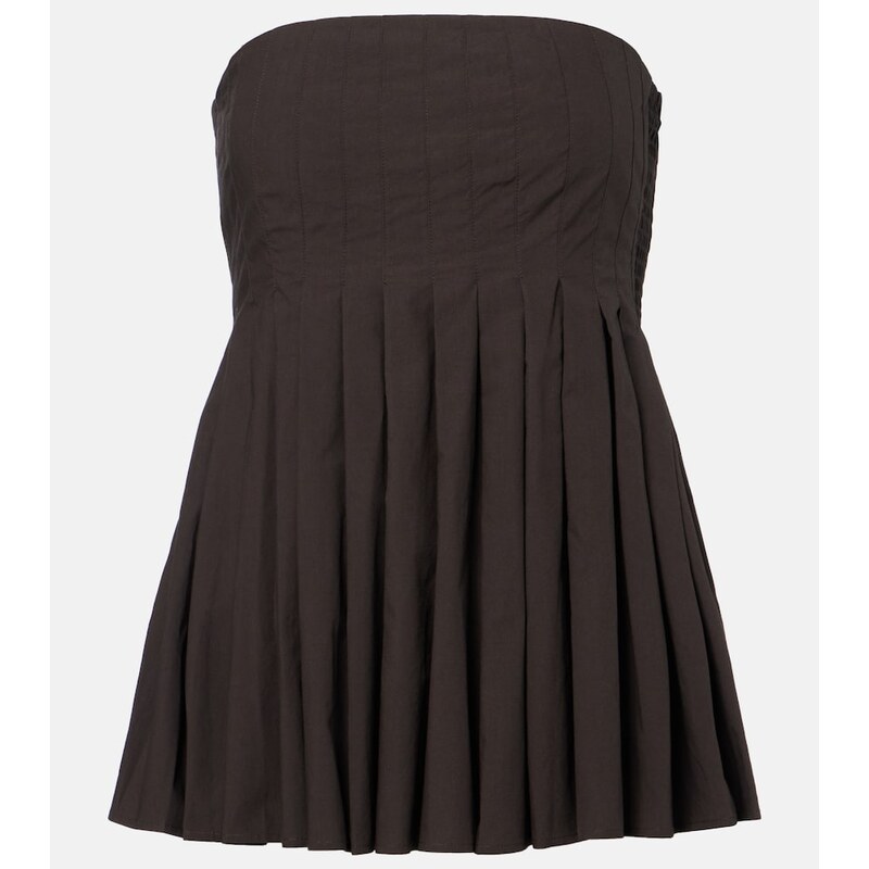 Proenza Schouler White Label Avine pleated peplum cotton top