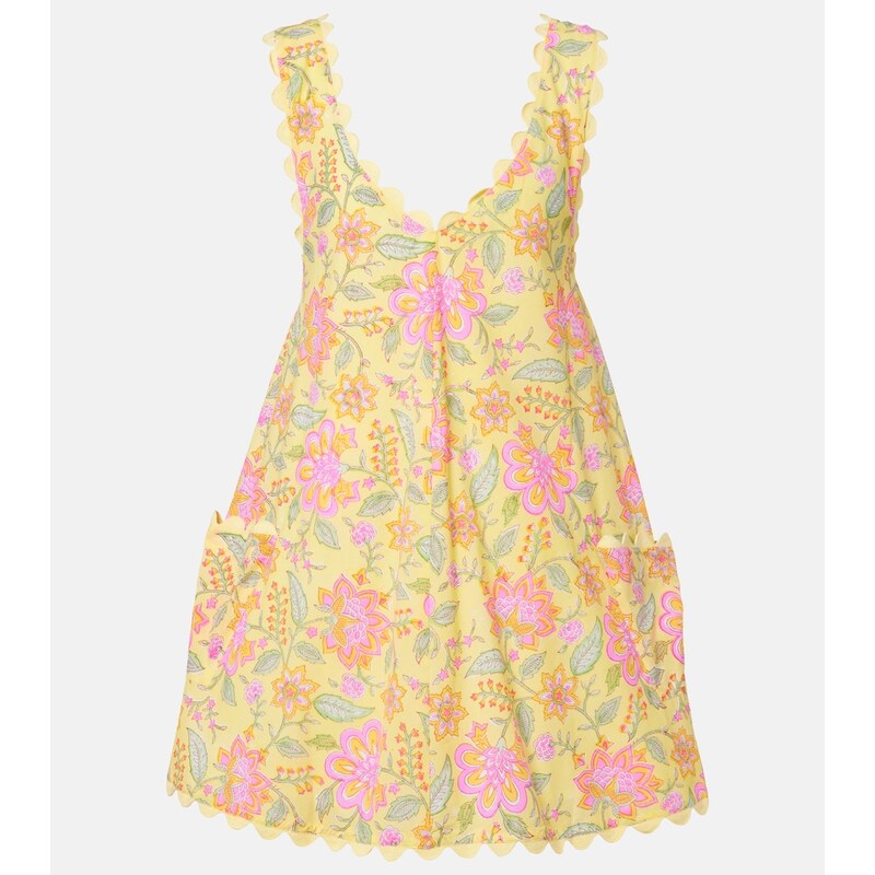 Juliet Dunn Floral scalloped cotton minidress
