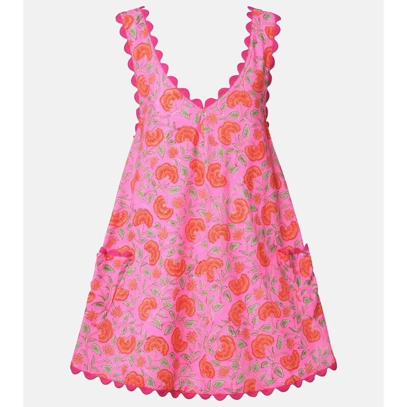 Juliet Dunn Floral scalloped cotton minidress