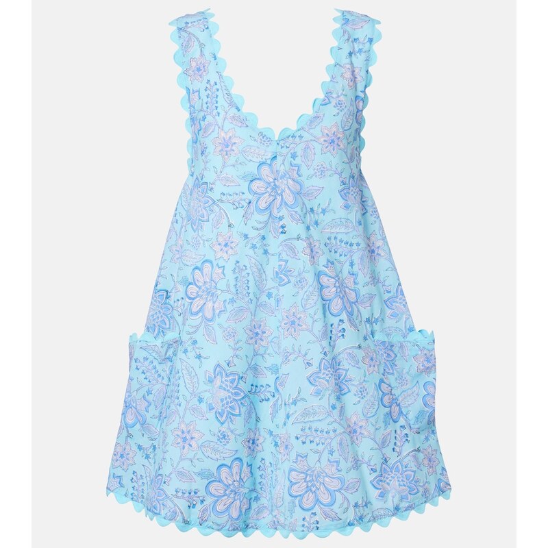 Juliet Dunn Floral scalloped cotton minidress