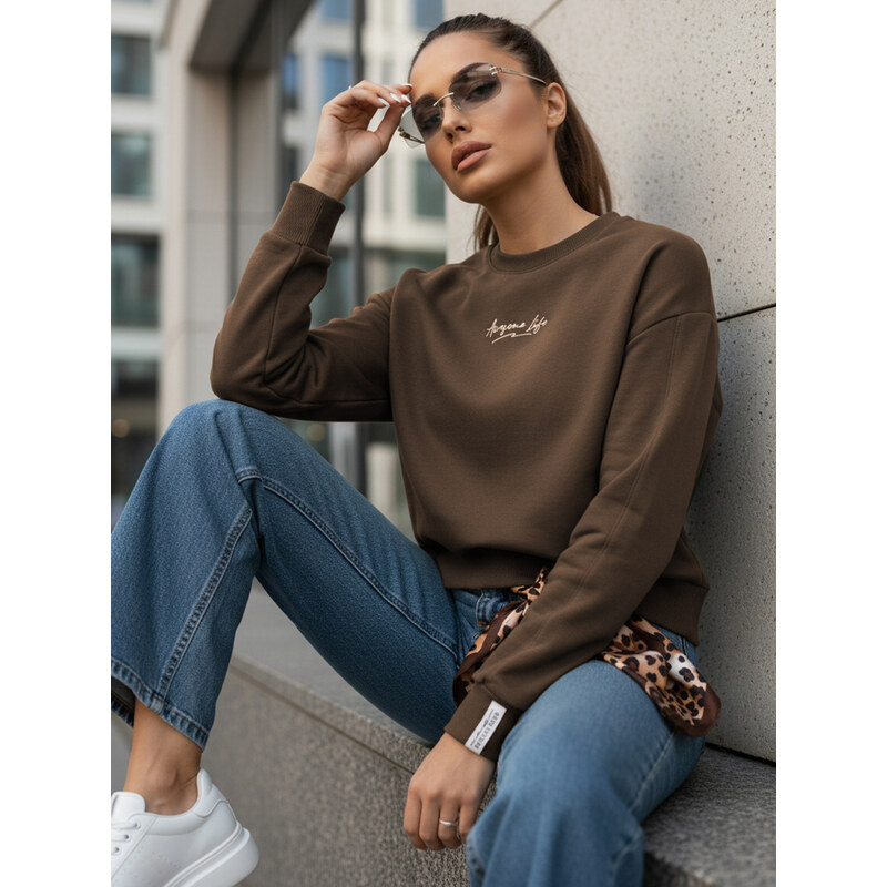 BASIC Tmavě hnědá mikina s drobným nápisem AWIOL 91536250