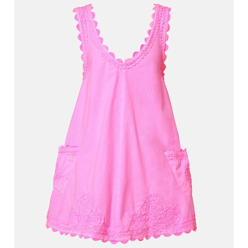Juliet Dunn Embroidered cotton poplin minidress