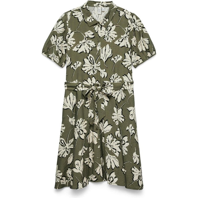 VERO MODA Košilové šaty olivová / černá / bílá