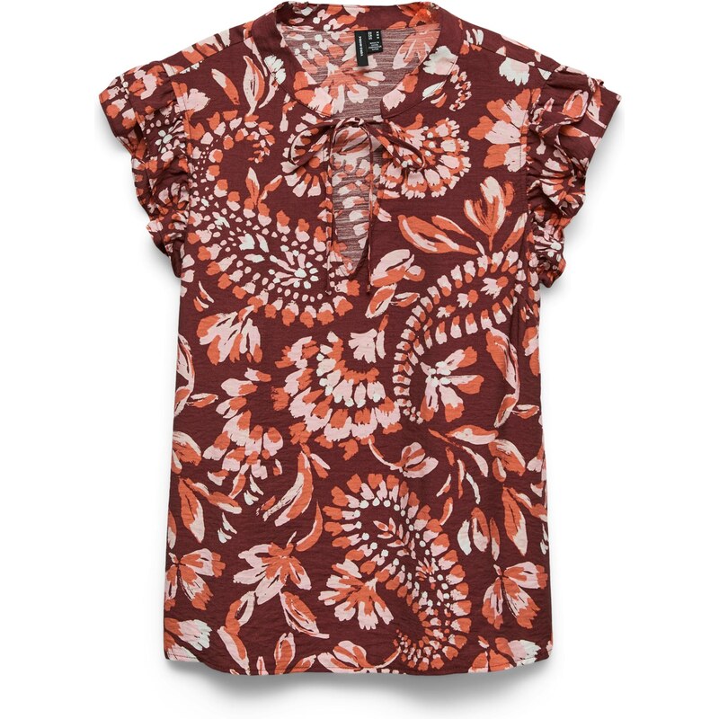VERO MODA Halenka VMNELLIE CARLA humrová / růže / bordó / bílá