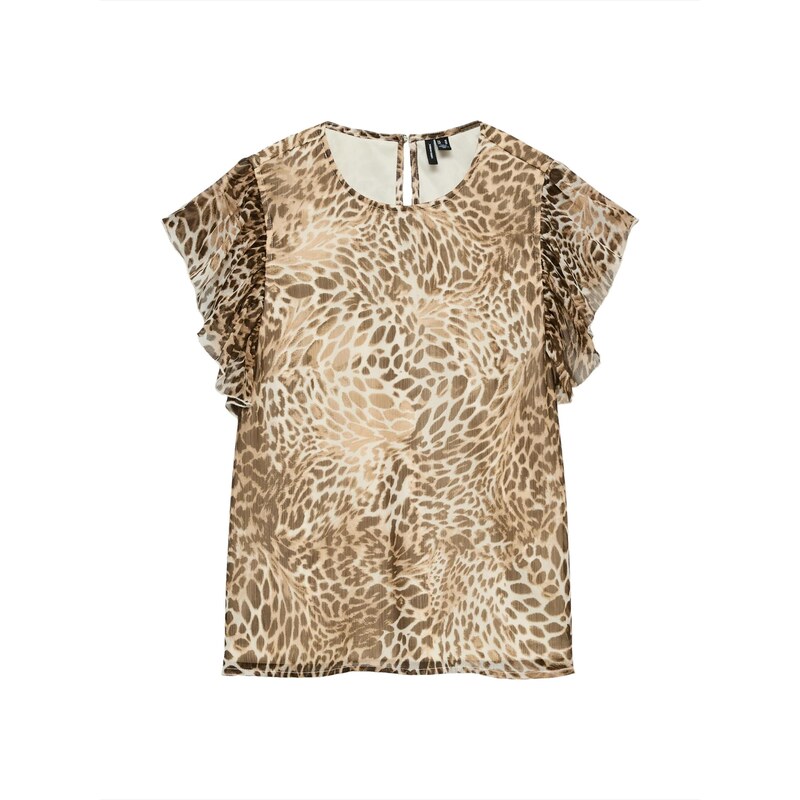 VERO MODA Halenka VMSMILLA světle hnědá / tmavě hnědá