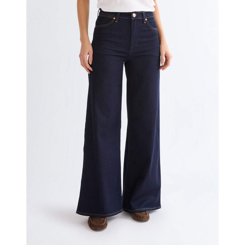 Wrangler Canyon high rise wide leg jeans in indigo-Navy 107281977