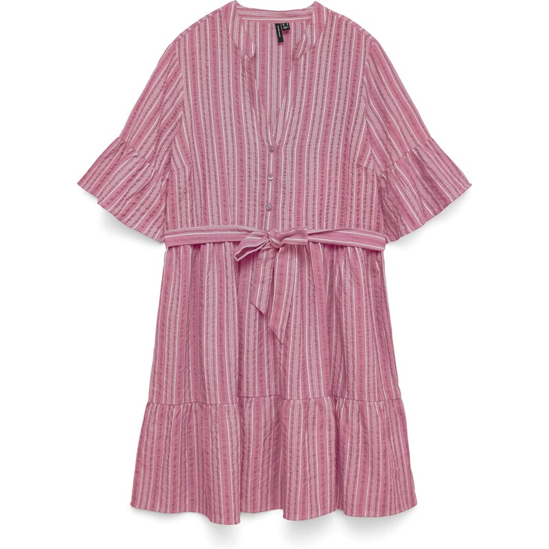 VERO MODA Košilové šaty VMElena pink / růžová / bílá